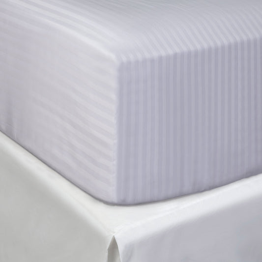 Egyptian 300 Thread Cotton Sateen Stripe Bedlinen - Fitted Sheet