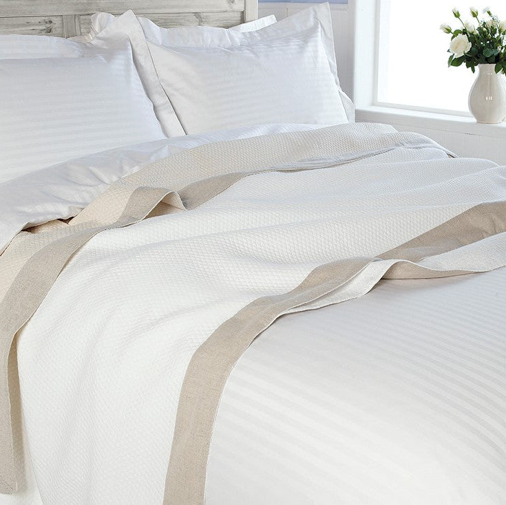 Luxus Diamond Weave Leinen Rand Throwover Tagesdecke – King of Cotton
