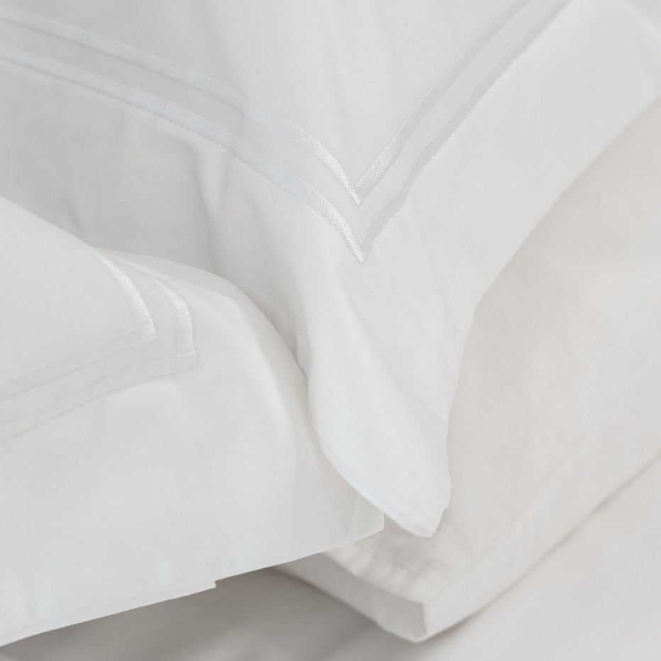 PIMA 750 Fil Satin de Coton avec 2 rangs Cordon Blanc - Housse de couette