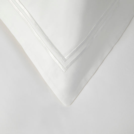 2 Row Cord Boutique Quality Egyptian 400 Thread Cotton Percale Roupa de cama - Cordão branco - Fronha