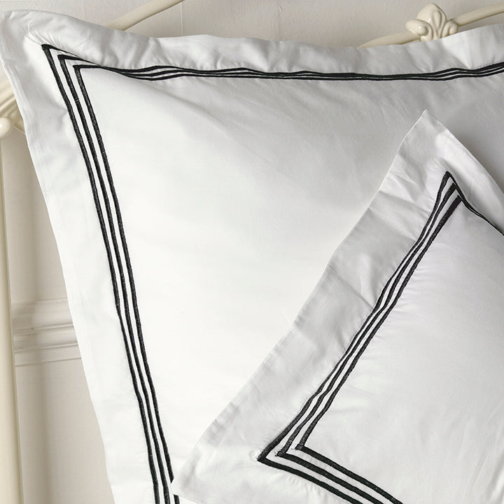 Milano Egyptian 800 Thread Cotton - White with Black Three Row Cord - Pillowcase