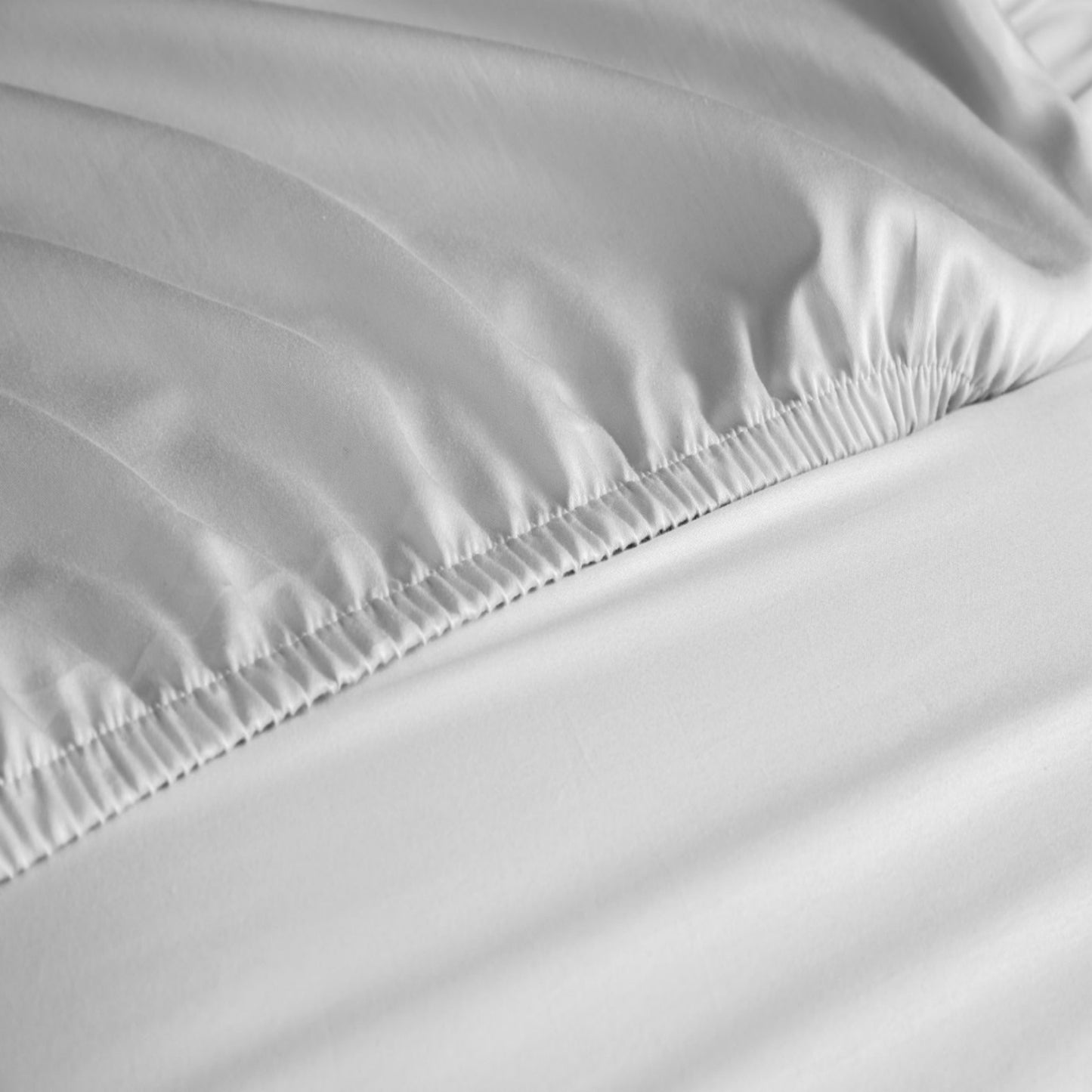 Close-up of a white fitted sheet