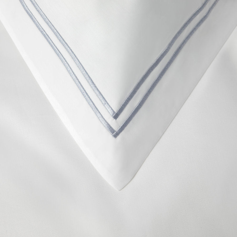 Grey 2 Row Cord Boutique Quality Egyptian 400 Thread Cotton Percale Pillowcase