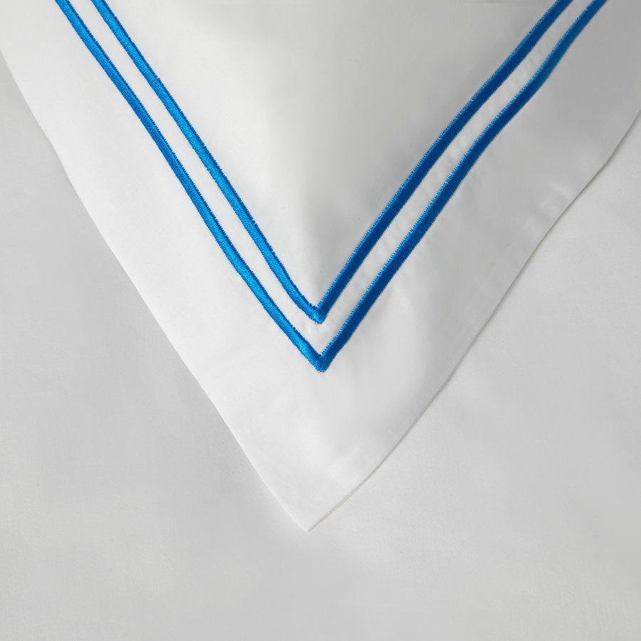 Royal Blue 2 Row Cord Boutique Quality Egyptian 400 Thread Cotton Percale Pillowcase