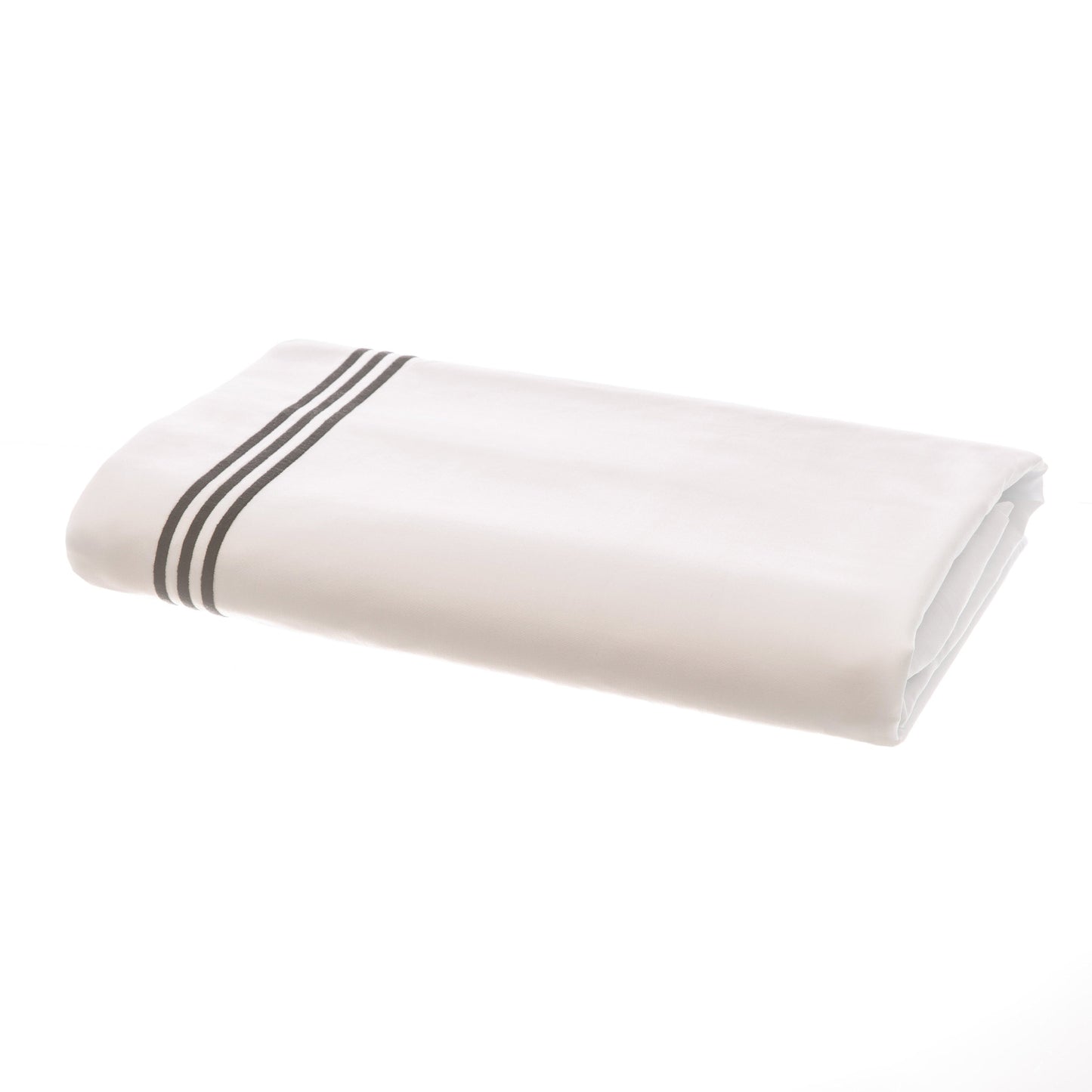 Milano Egyptian 800 fil coton - blanc avec cordon gris foncé à trois rangées - drap plat