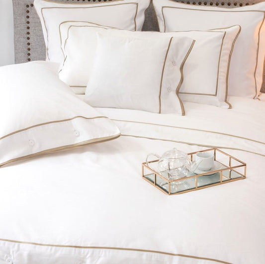 Monaco Egyptian 550 Thread Cotton Sateen - Mink Trim - Flat Sheet with Trim