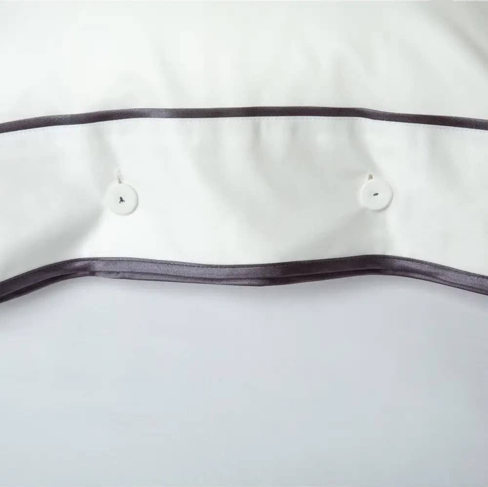 Monaco Egyptian 550 Thread Cotton Sateen - Anthracite Grey trim - Pillowcase with Buttons