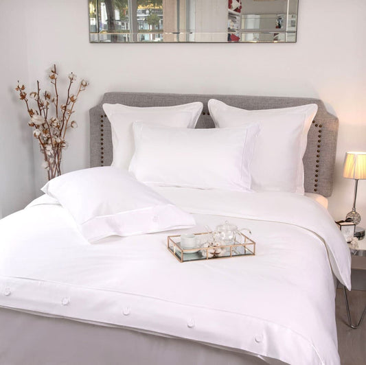Monaco Egyptian 550 Thread Cotton Sateen - White Trim - Flat Sheet with Trim
