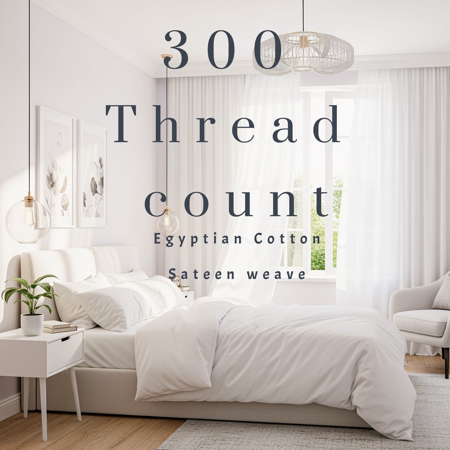 Egyptian 300 Thread Cotton Sateen - Capa de edredão