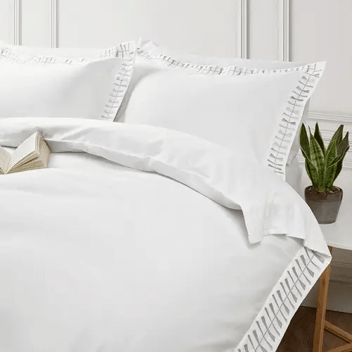 Cléopâtre Linge de lit en satin de pur coton 400 fils - Argent - Drap plat