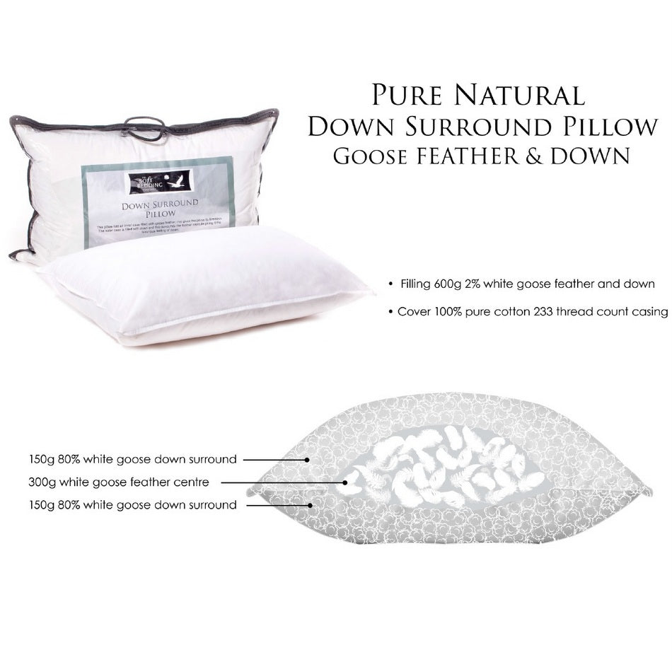 Pure natural down surround pillow