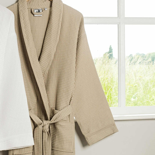 Executive Piped Cotton Waffle Bathrobe