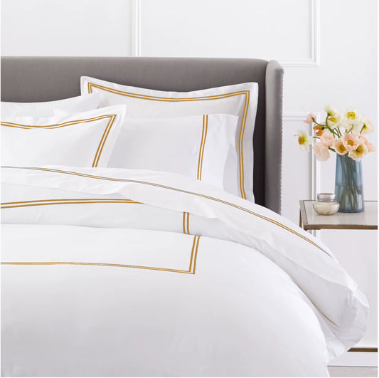 750 Thread Cotton Sateen with 2 row Gold Cord - Duvet Cover