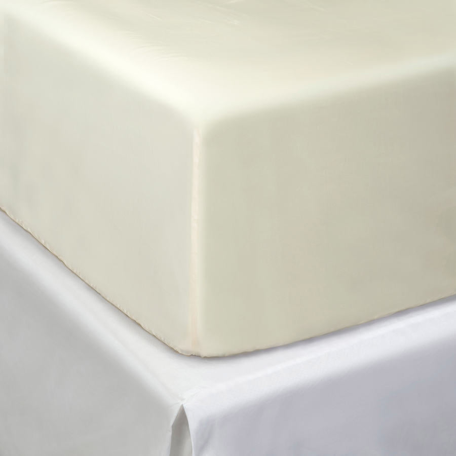 Pelle d'uovo 300 Fil Satin de coton Linge de lit COULEURS - Ivoire - Drap housse