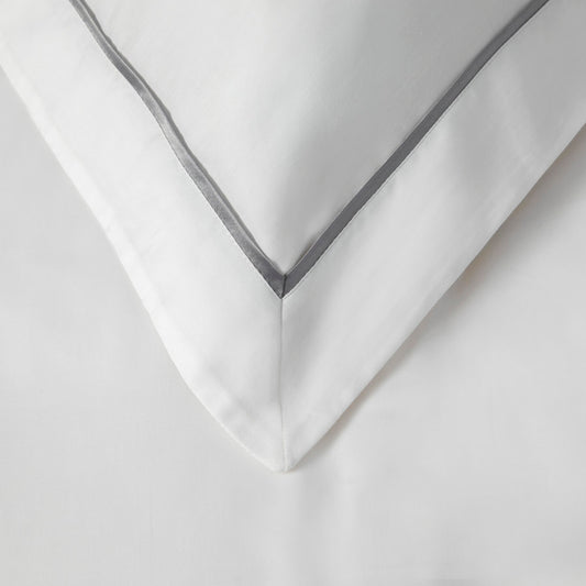 Satin égyptien 300 fils - Taie d'oreiller - Garniture grise