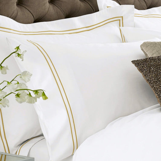 750 Thread Cotton Sateen with 2 row Gold Cord - Pillowcase