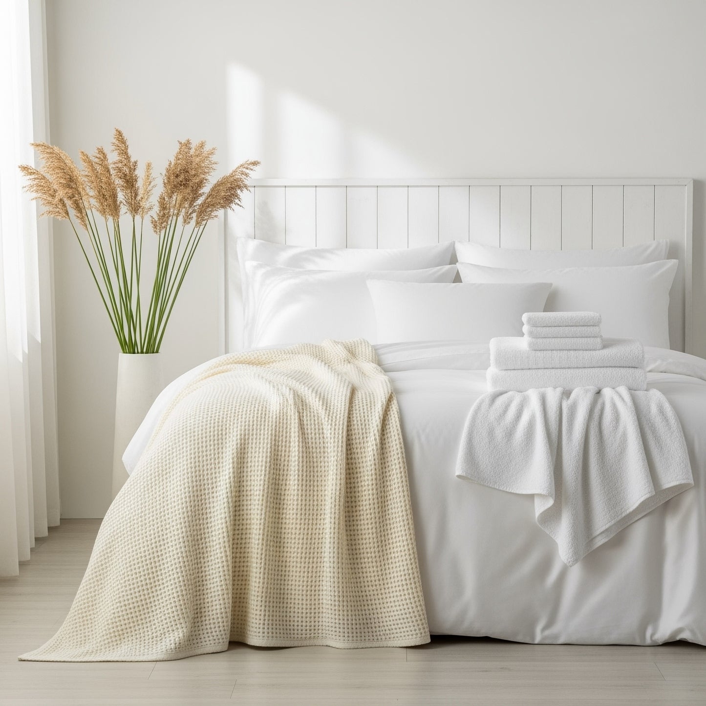Eigentijdse wafel puur katoenen deken/sprei