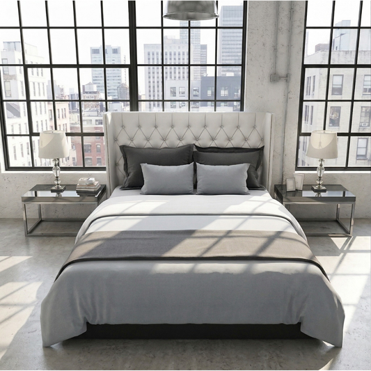 Pelle d'uovo 300 Thread Cotton sateen Bedlinen COLOURS - Platinum Grey - Duvet Cover