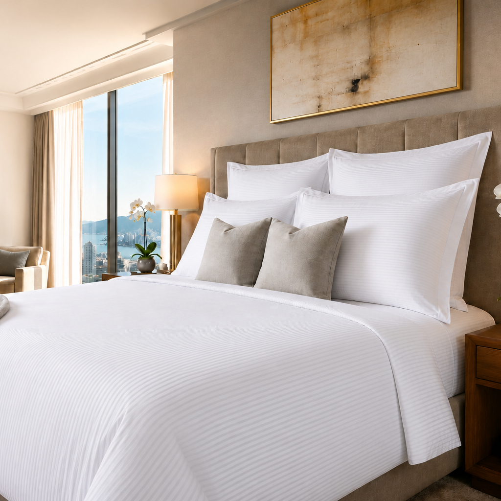 Egyptian 500 Thread Count Cotton Sateen Micro-Stripe Duvet Cover