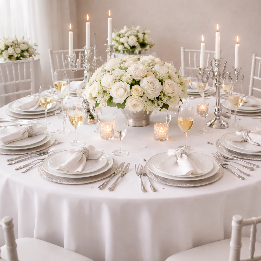 Plain White Circular Tablecloths