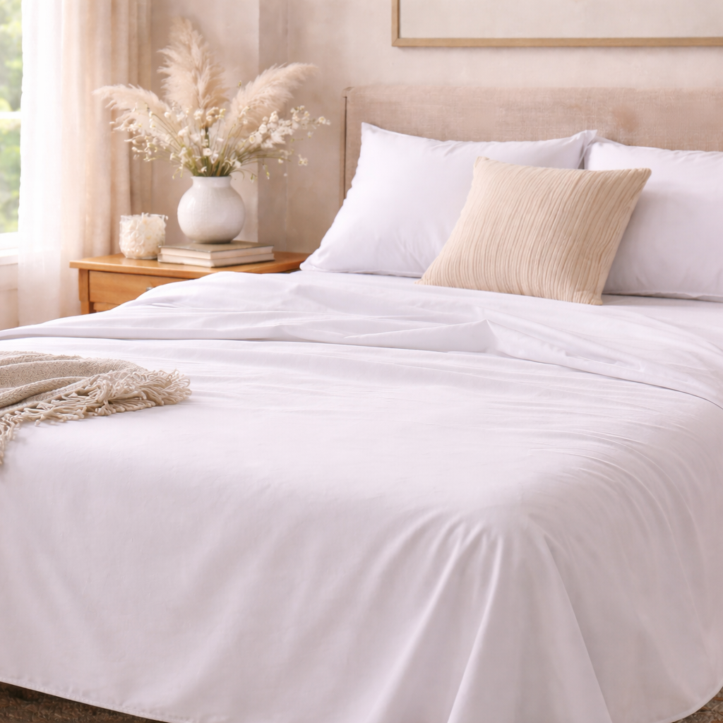 Linge de lit en coton Égyptien 160 fils/cm² – 400TC Satin de Coton – Drap Plat