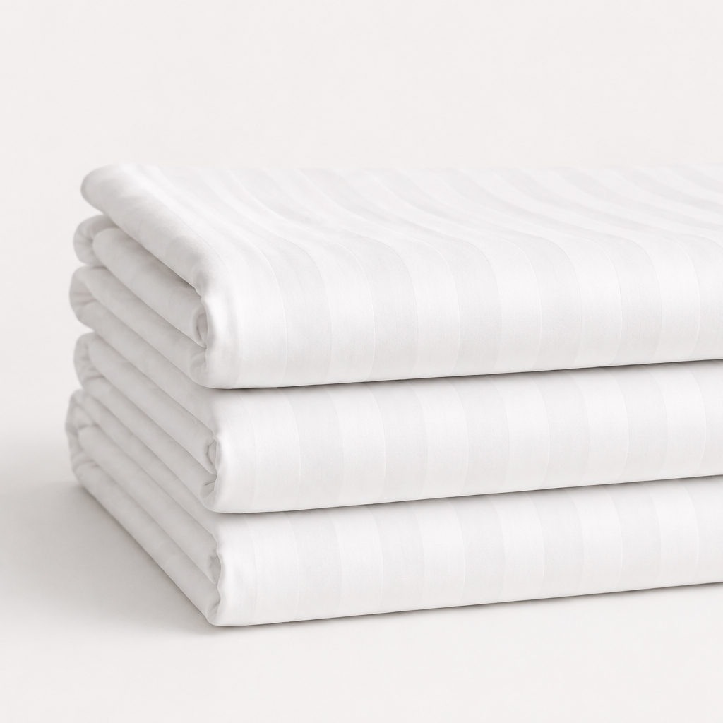 Linge de lit égyptien à rayures en satin de coton 120 fils - Drap plat