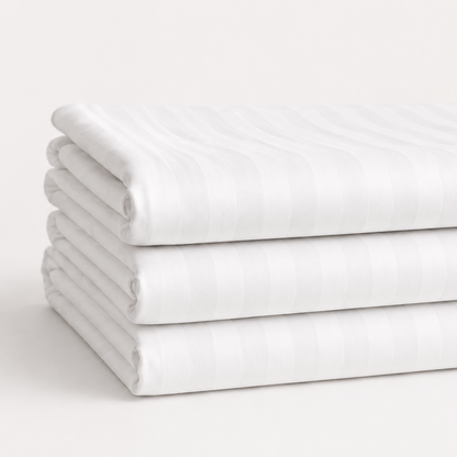 Linge de lit égyptien à rayures en satin de coton 120 fils - Drap plat