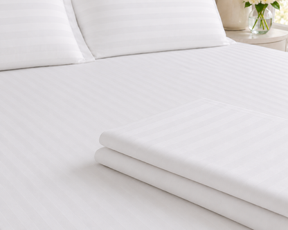 Linge de lit égyptien à rayures en satin de coton 120 fils - Drap plat