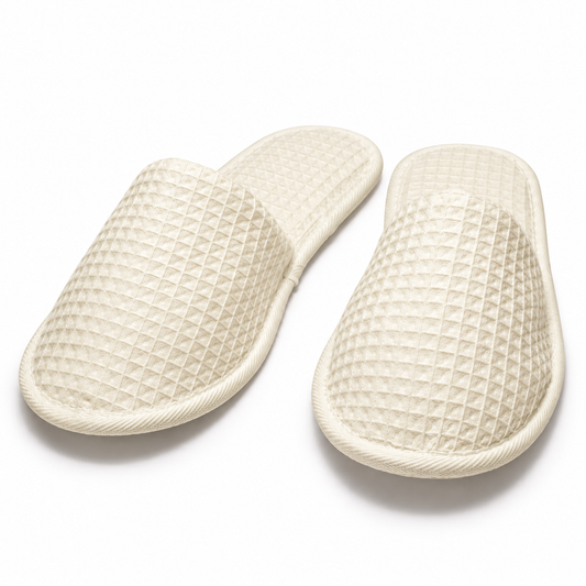 Zapatillas de spa tipo gofre color marfil