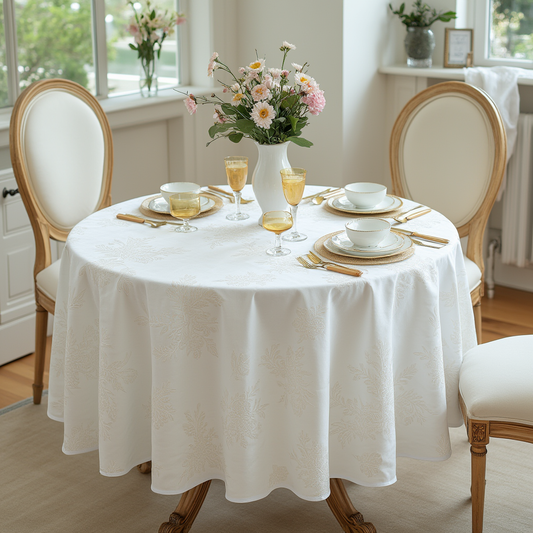 Round Cotton Damask Tablecloths